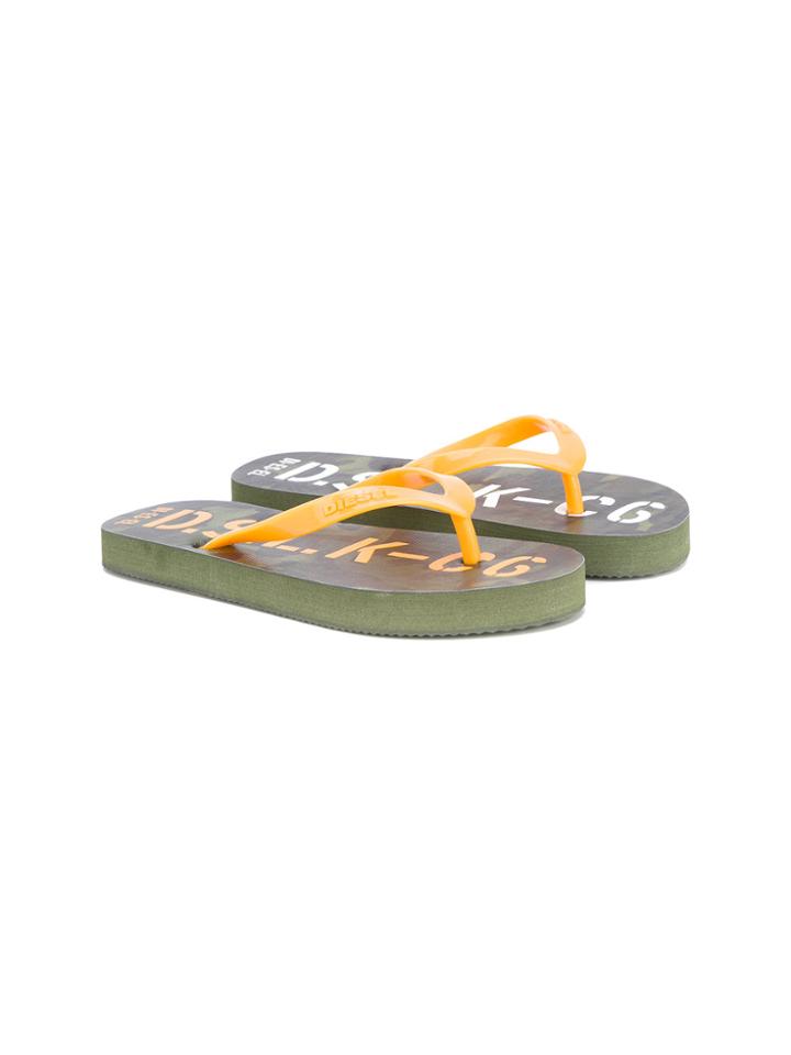 Diesel Kids Camouflage Flip Flops - Green