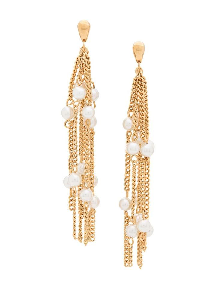 Susan Caplan Vintage 1980's Chain Clip On Earrings - Gold