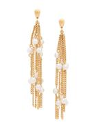 Susan Caplan Vintage 1980's Chain Clip On Earrings - Gold