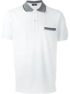 Fay Contrasting Collar Polo Shirt, Men's, Size: Large, White, Cotton