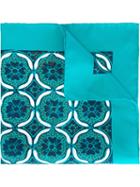 Kiton Tile Print Pocket Square, Men's, Blue, Silk