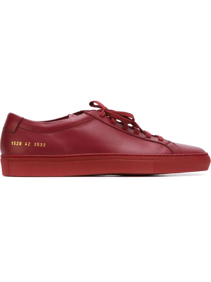 Common Projects Original Achilles Low Sneakers, Men's, Size: 41, Red, Leather/rubber