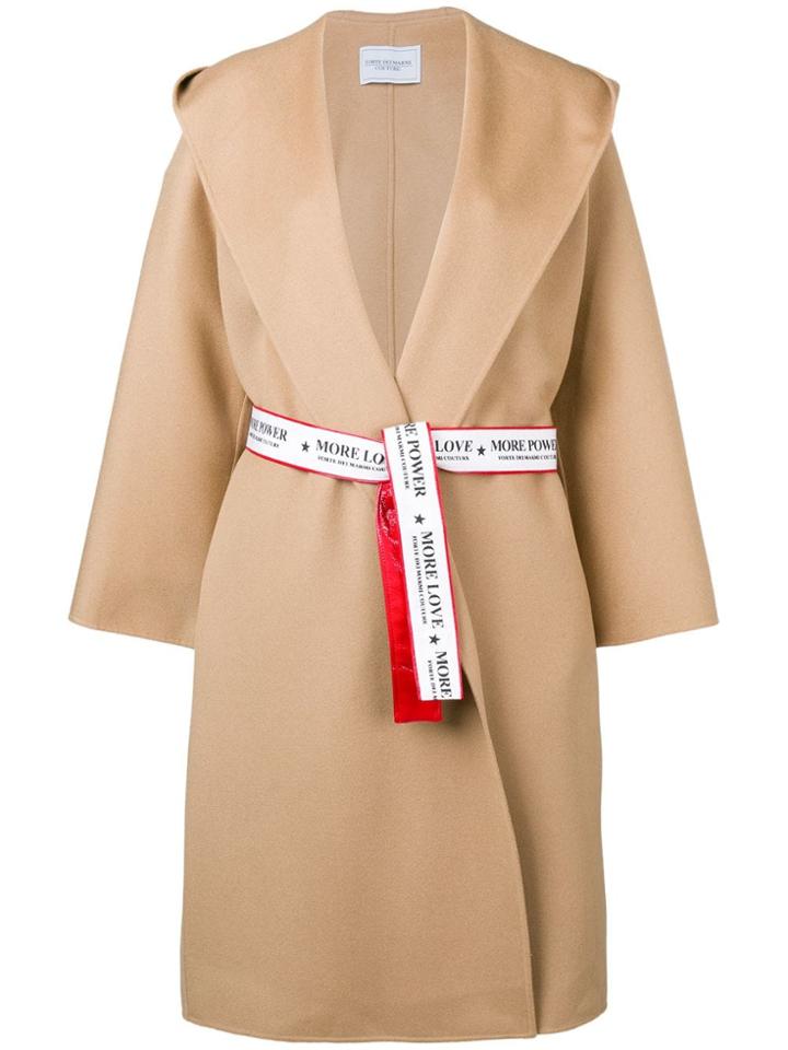 Forte Dei Marmi Couture Hooded Belted Coat - Nude & Neutrals