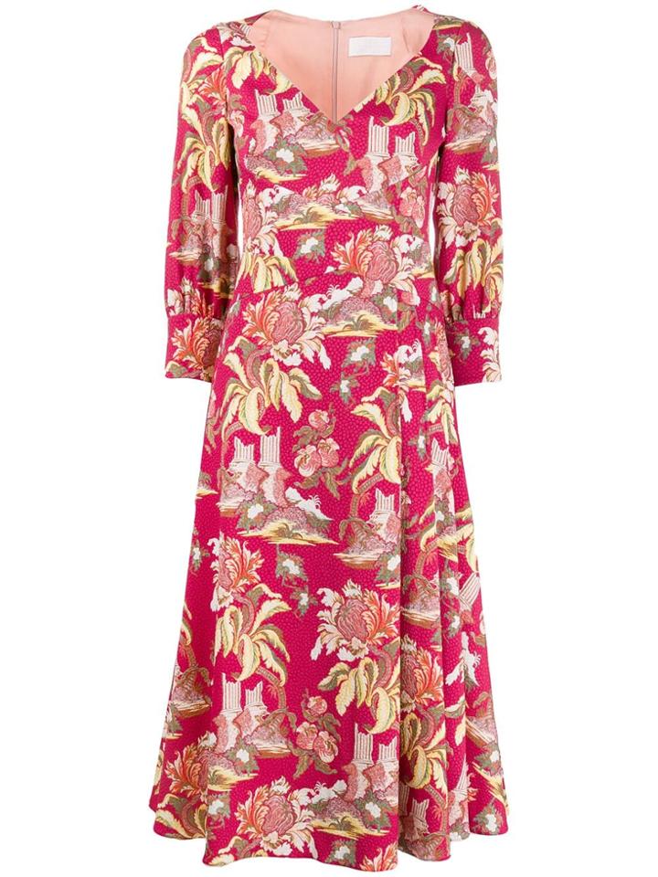 Peter Pilotto Floral Print Flared Dress - Pink