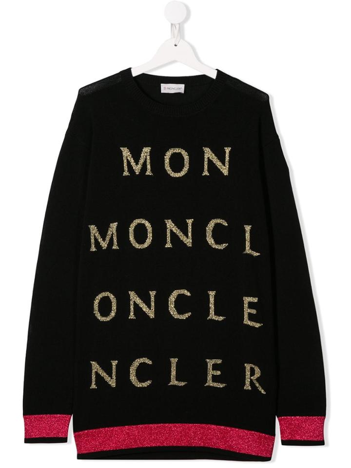 Moncler Kids Glitter Logo Jumper Dress - Black