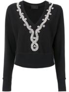 Andrea Bogosian Embellished Knit Blouse - Black