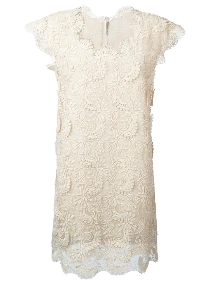 Ermanno Scervino - Embroidered Dress - Women - Silk/polyester - 48, Nude/neutrals, Silk/polyester