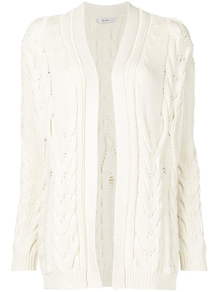 Max Mara - Cable-knit Cardigan - Women - Cotton/polyamide - S, Nude/neutrals, Cotton/polyamide