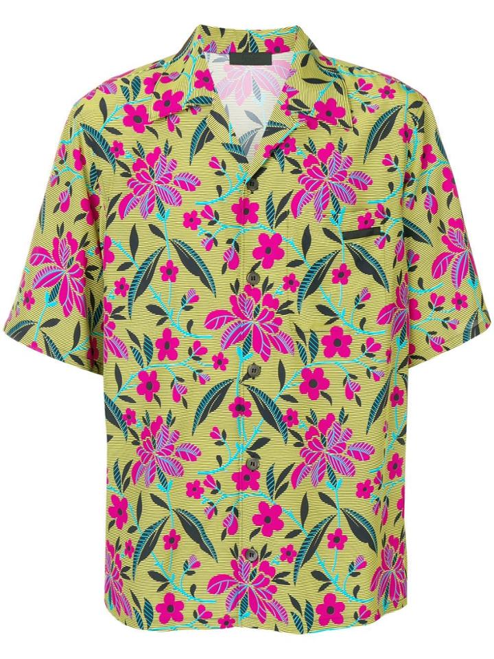 Prada Floral Camp Collar Shirt - Yellow