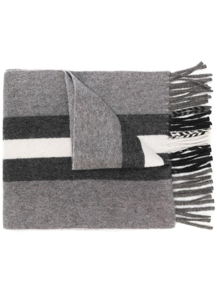 Neil Barrett Striped Knit Scarf - Grey