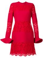 Valentino Lace Stripe Shift Dress - Red