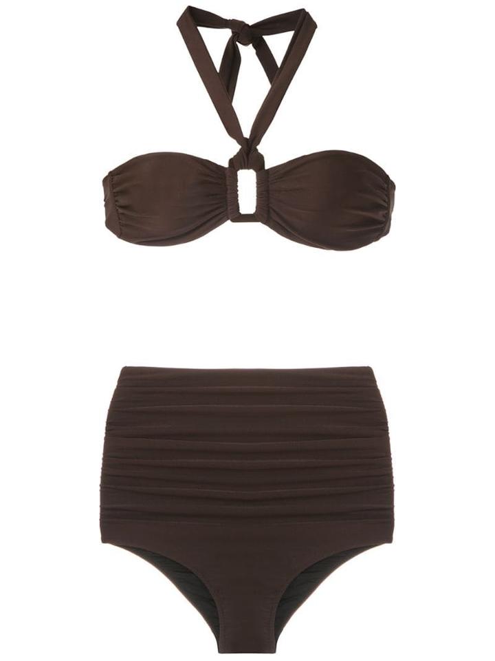 Adriana Degreas Draped Hop Pants Bikini Set - Brown