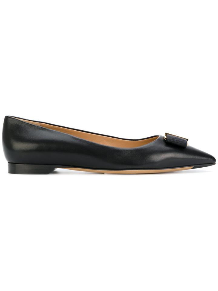 Salvatore Ferragamo Ornament Bow Ballerina Shoes - Black
