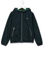 Fay Kids - Striped Trim Hooded Jacket - Kids - Polyamide - 6 Yrs, Blue