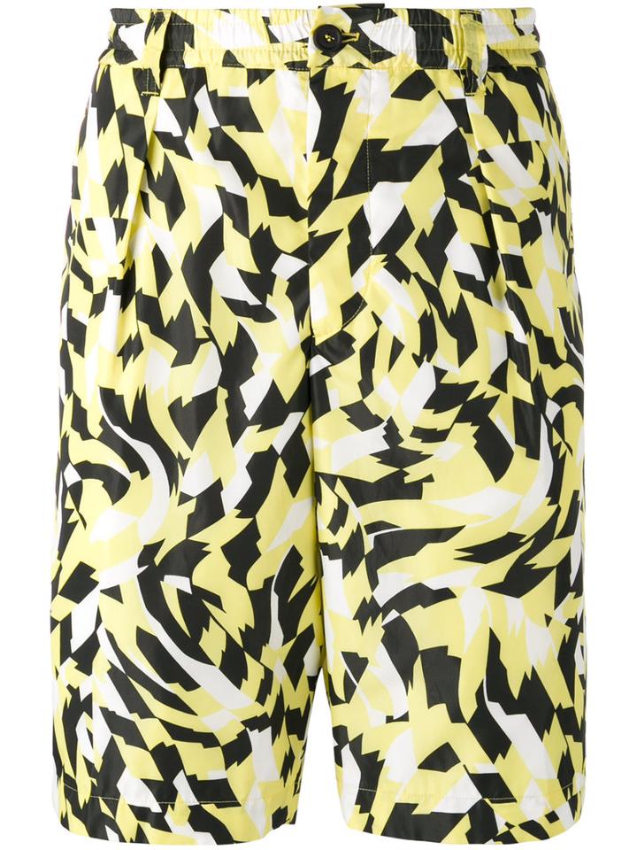 Marni - Graphic Print Shorts - Men - Cotton/polyamide - 44, Yellow/orange, Cotton/polyamide