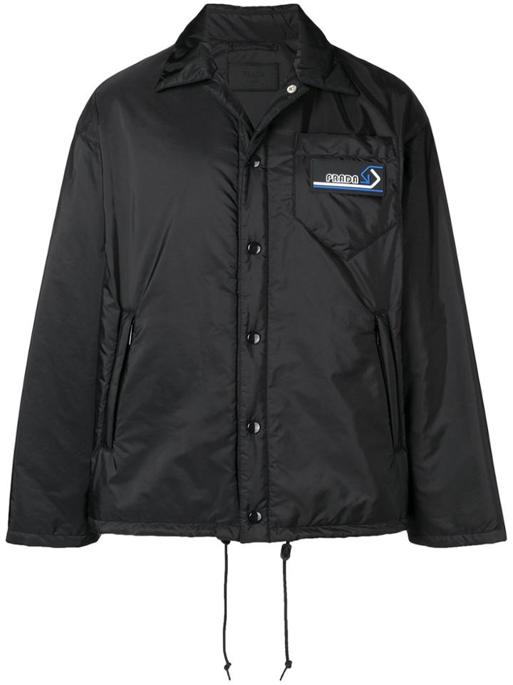Prada Logo Patch Shirt Jacket - Black