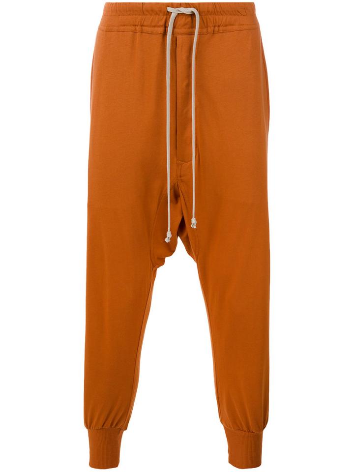Rick Owens Drkshdw Drop-crotch Track Pants, Men's, Size: Small, Yellow/orange, Cotton
