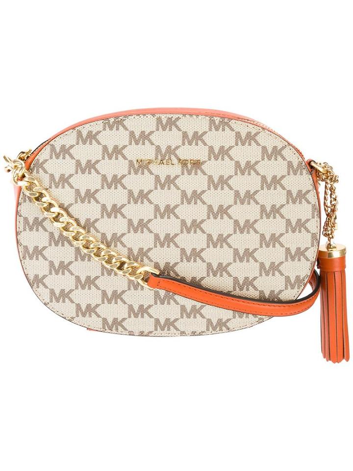 Michael Michael Kors Logo Pattern Cross Body Bag, Women's, Nude/neutrals, Leather/pvc