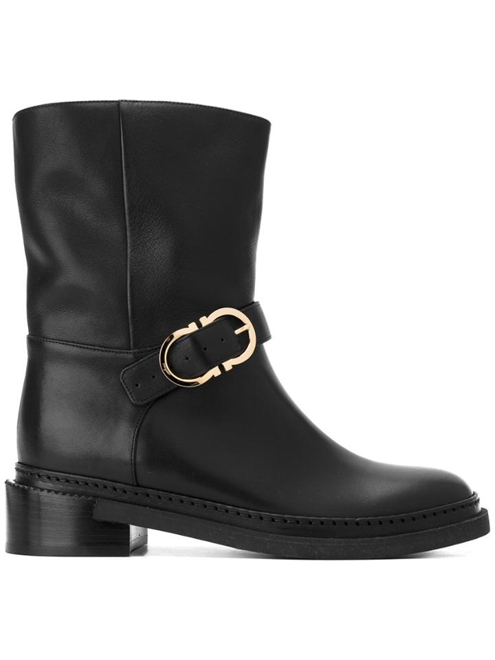 Salvatore Ferragamo Buckled Boots - Black
