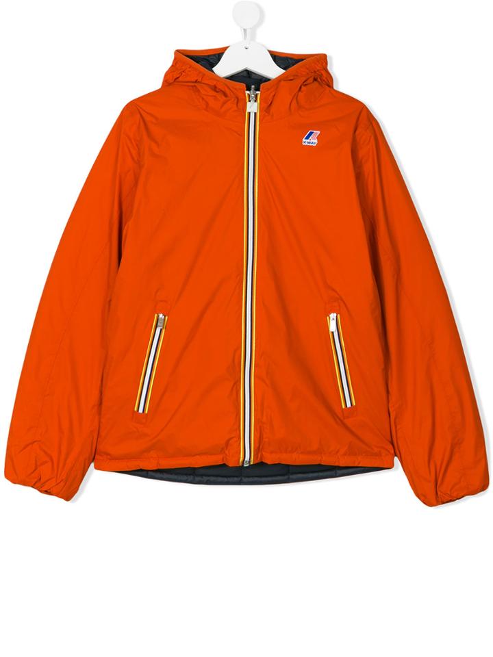 K Way Kids Reversible Puffer Jacket - Yellow & Orange