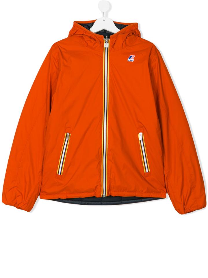 K Way Kids Reversible Puffer Jacket - Yellow & Orange