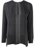 Vince Thin Stripe Blouse, Women's, Size: 6, Black, Silk