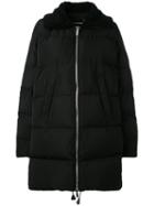Dsquared2 - Shearling Collar Padded Coat - Women - Cotton/feather Down/polyester/lamb Fur - 42, Black, Cotton/feather Down/polyester/lamb Fur