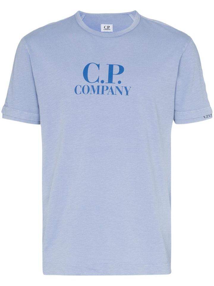 Cp Company Logo Print Cotton T-shirt - Blue