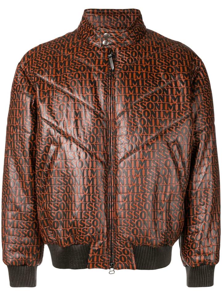 Missoni Logo Print Bomber Jacket - Brown