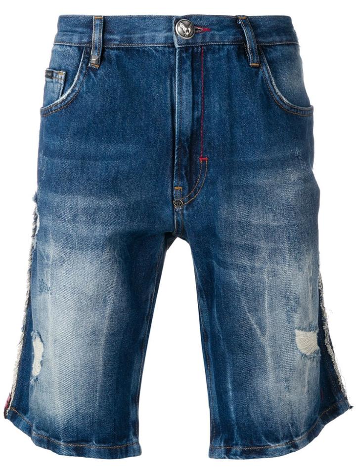 Philipp Plein Logo Trim Shorts - Blue