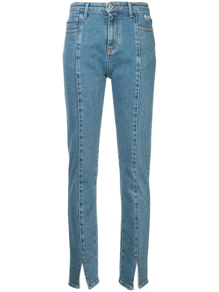 Msgm Front-slit Straight Leg Jeans - Blue