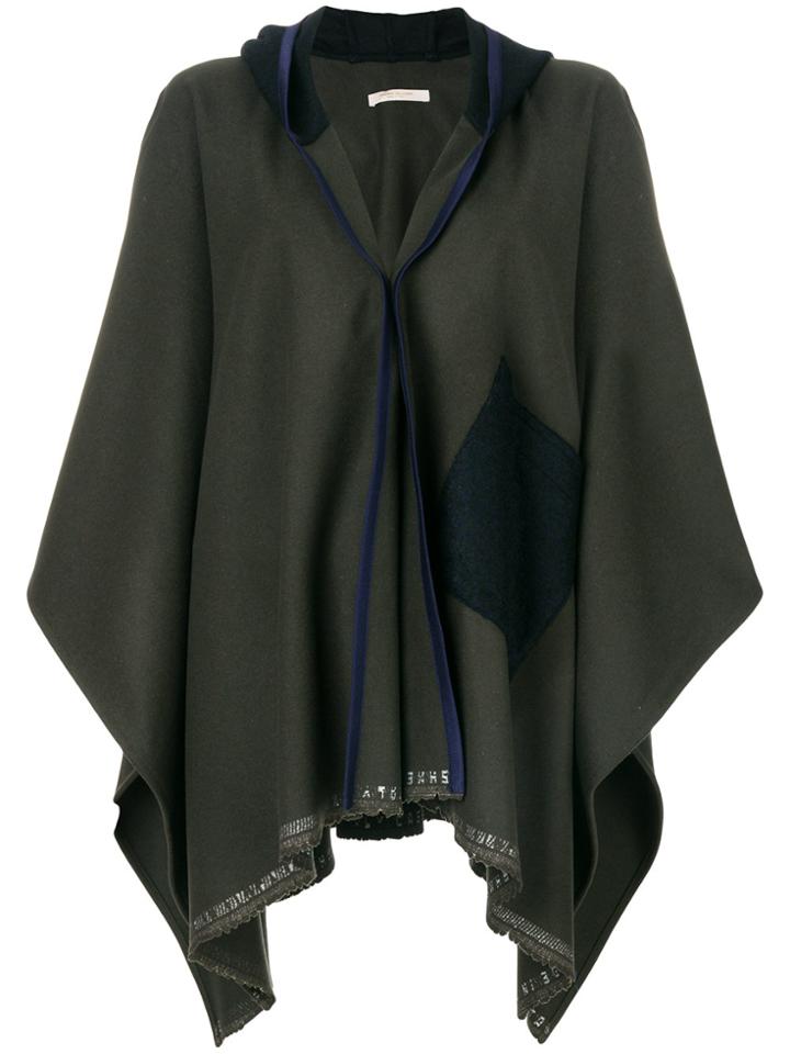 Ermanno Gallamini Hooded Cape Jacket - Green
