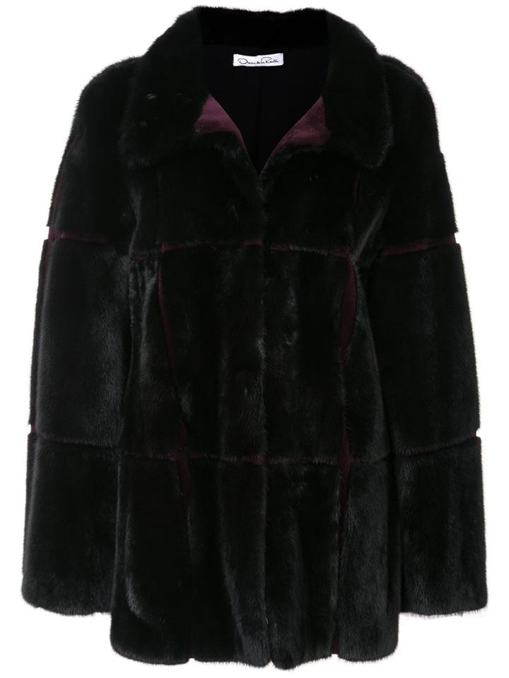 Oscar De La Renta Stand-up Collar Fur Coat - Black