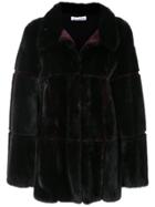 Oscar De La Renta Stand-up Collar Fur Coat - Black