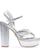 Prada Platform Knot Sandals - Silver