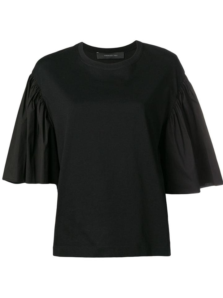 Federica Tosi Ruffled Sleeve T-shirt - Black