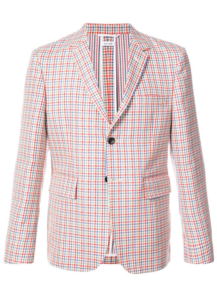 Thom Browne Relaxed Sport Coat Shell In Hopsack Check Double-woven