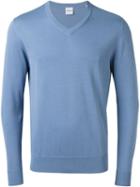 Aspesi V Neck Sweater, Men's, Size: 50, Blue, Cotton
