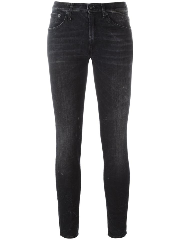 R13 Cropped Skinny Jeans, Women's, Size: 27, Black, Cotton/polyester/spandex/elastane