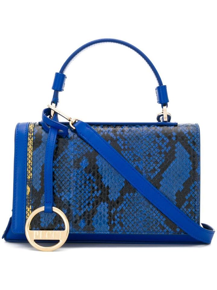 Emilio Pucci Blue And Yellow Elaphe Pilot Bag