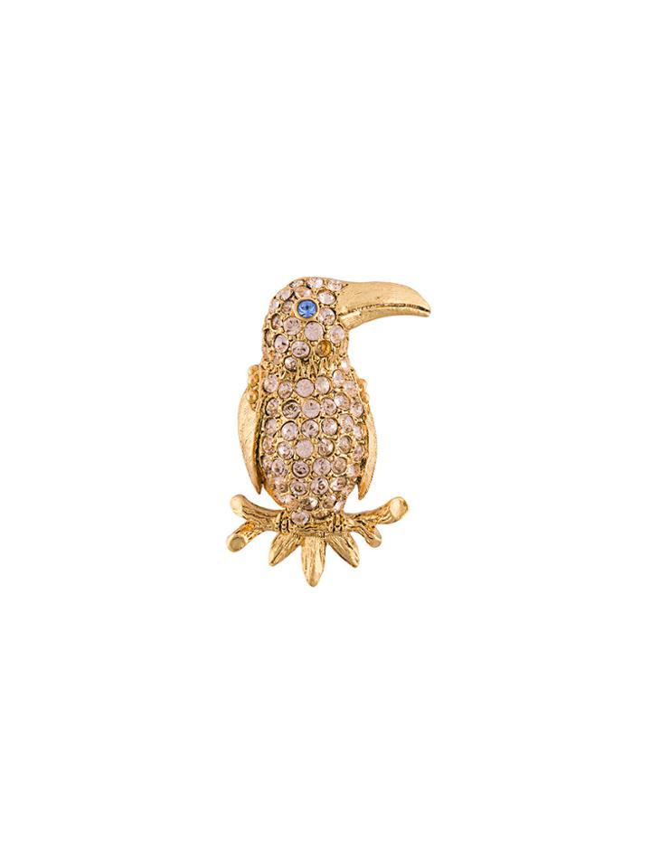 Oscar De La Renta Parrot Brooch - Yellow & Orange
