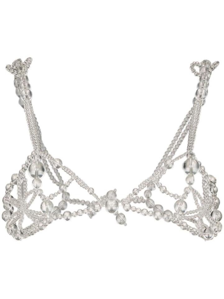Susan Fang Crystal Bubble Beaded Top - White