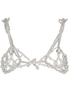 Susan Fang Crystal Bubble Beaded Top - White