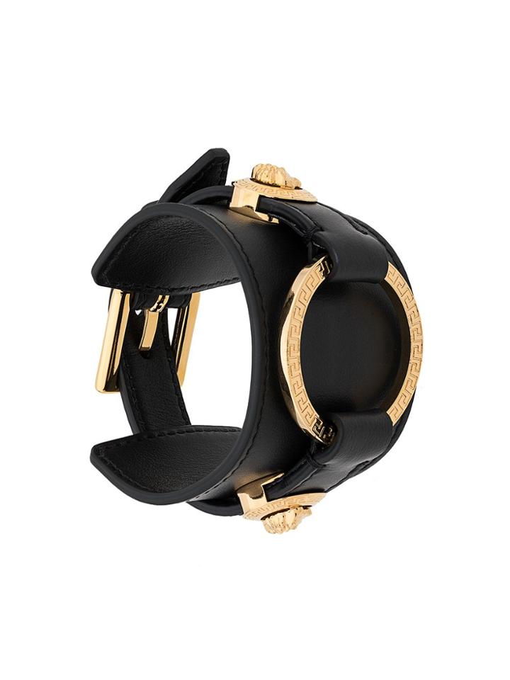 Versace Engraved Medusa Detailed Bracelet - Black