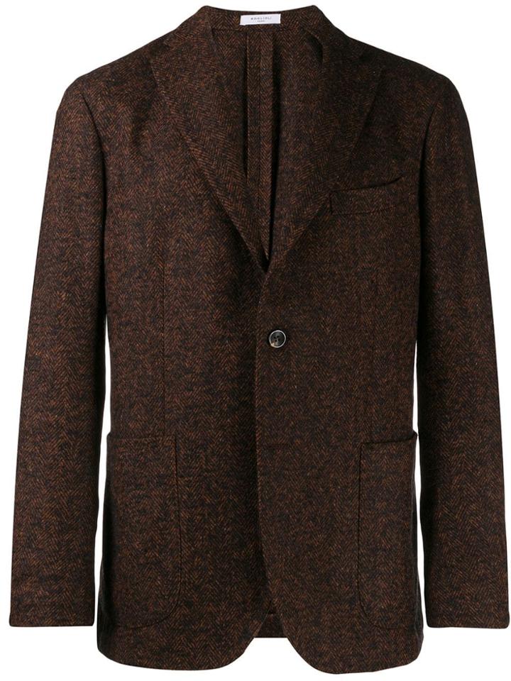 Boglioli Textured Single Breasted Blazer - Brown