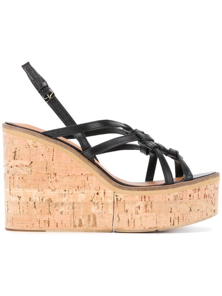 Clergerie Valia Woven Wedge Sandals - Black