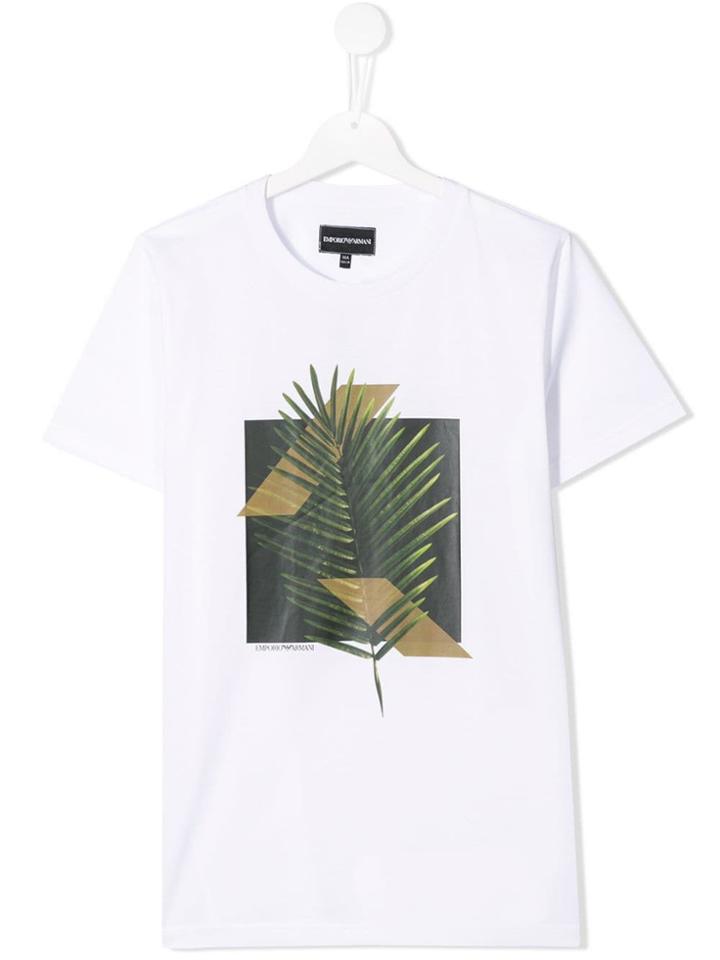 Emporio Armani Kids Palm Leaf Print T-shirt - White