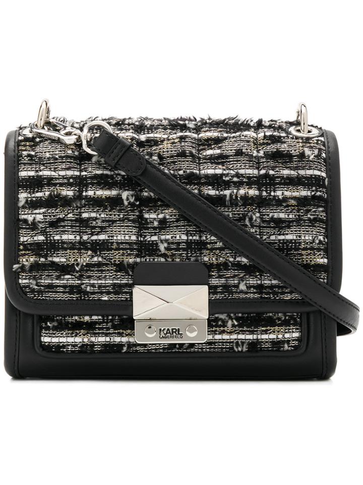 Karl Lagerfeld K/kuilted Tweed Small Tote Bag - Black