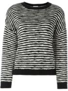 Saint Laurent Striped Knitted Sweater, Women's, Size: Medium, Black, Silk/linen/flax/polyimide