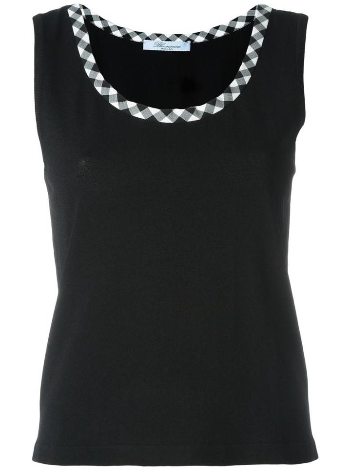 Blumarine Checked Detail Tank, Women's, Size: 48, Black, Cotton/spandex/elastane/polyamide/viscose